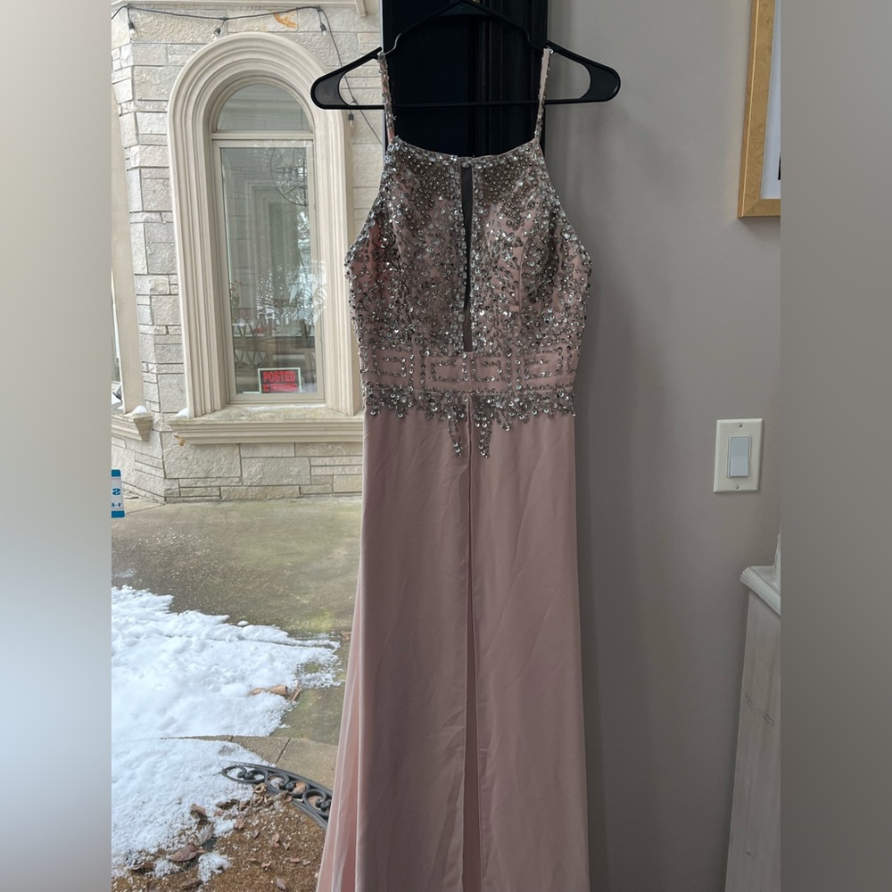Elegant Pink Beaded Gown